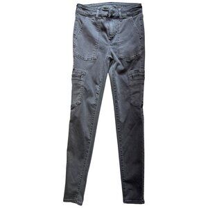 American Eagle Womens Hi-Rise Jegging Next Level Stretch Sz 0 Gray Cargo Pockets